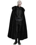 Punk Rave Mens Long Gothic Nobleman Cloak With Faux Fur Cape