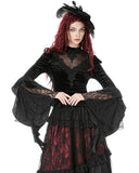Dark In Love Womens Gothic Velvet Lace Applique Blouse Top