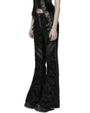 Punk Rave Womens Baroque Gothic Rose Flared Pants