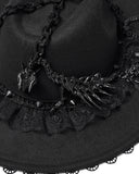 Punk Rave Womens Gothic Dragon Spine Chained Wide Brim Hat