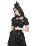 Devil Fashion Womens Gothic Crucifix Lace Applique Handbag - Black Velvet