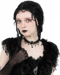 Dark In Love Elegant Gothic Beaded Lace Choker Necklace - Black