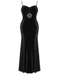 Punk Rave Plus Size Womens Gothic Velvet & Lace Dark Hearts Maxi Dress