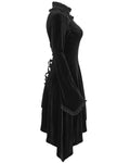 Punk Rave Womens Gothic Asymmetric Velvet Evening Dress - Black -