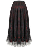 Devil Fashion Womens Dark Gothic Courtesan Lace Bustle Skirt - Red & Black
