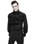 Devil Fashion Draeden Mens Steampunk Waistcoat Vest - Black Damask