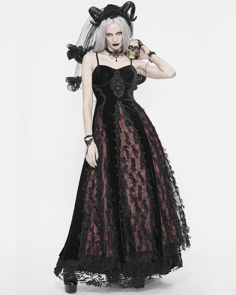 Eva Lady Scarlett's Temptation Long Gothic Prom Dress - Black & Red Violent Delights Eva Lady Scarlett's Temptation Long Gothic Prom Dress - Black & Red Violent Delights
