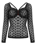 Devil Fashion Womens Gothic Beaded Lace Top