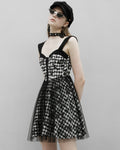 Punk Rave Daily Life SkullFlower Lolita Mini Dress - Black & White Plaid