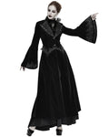 Devil Fashion Death Of Seasons Womens Long Gothic Coat - Black Velvet