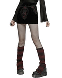 Punk Rave Womens Gothic Lace Applique Velvet Mini Skirt - Black & Red