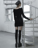 Punk Rave Daily Life Urban Occult Textured Velvet Gothic Witch Dress