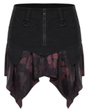 Punk Rave Baccara Rose Womens Gothic Mini Skirt - Black & Red