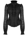 Punk Rave Womens Romantic Gothic Lace Sleeves Blouse Top