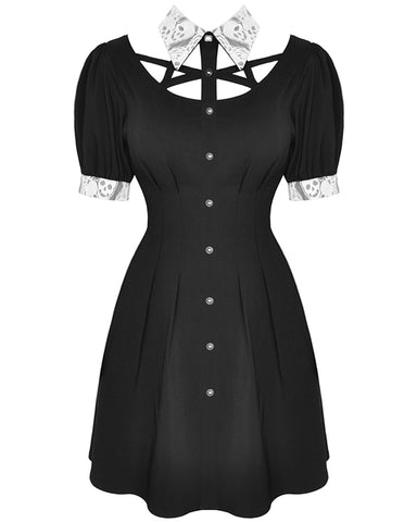 Dark In Love Vertexia Gothic Skull Lace Mini Dress