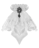 Devil Fashion Chiffon Lace Jabot Cravat - White