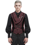 Devil Fashion Mens Gothic Aristocrat Waistcoat Vest - Black & Red