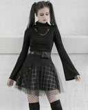 Punk Rave Daily Life Punk Lolita Dark Plaid High Waisted Skirt