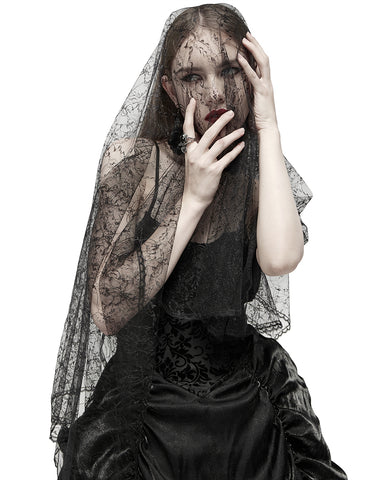 Punk Rave Womens Gothic Sheer Lace Veil