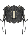 Devil Fashion Philodendron Cincher Corset Belt - Black Faux Leather