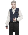 Devil Fashion Mens Gothic Aristocrat Jacquard Tailed Waistcoat - Blue & Black