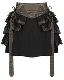 Devil Fashion Philodendron Steampunk Mini Skirt - Black & Brown