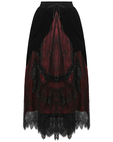 Dark In Love Scarletta Gothic Skirt - Black & Red