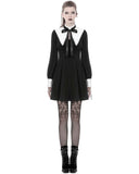 Dark In Love Gothic Mourning Mini Dress - Black & White