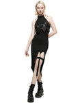 Punk Rave Daily Life Casual Gothic Side Split Suspender Strap Dress