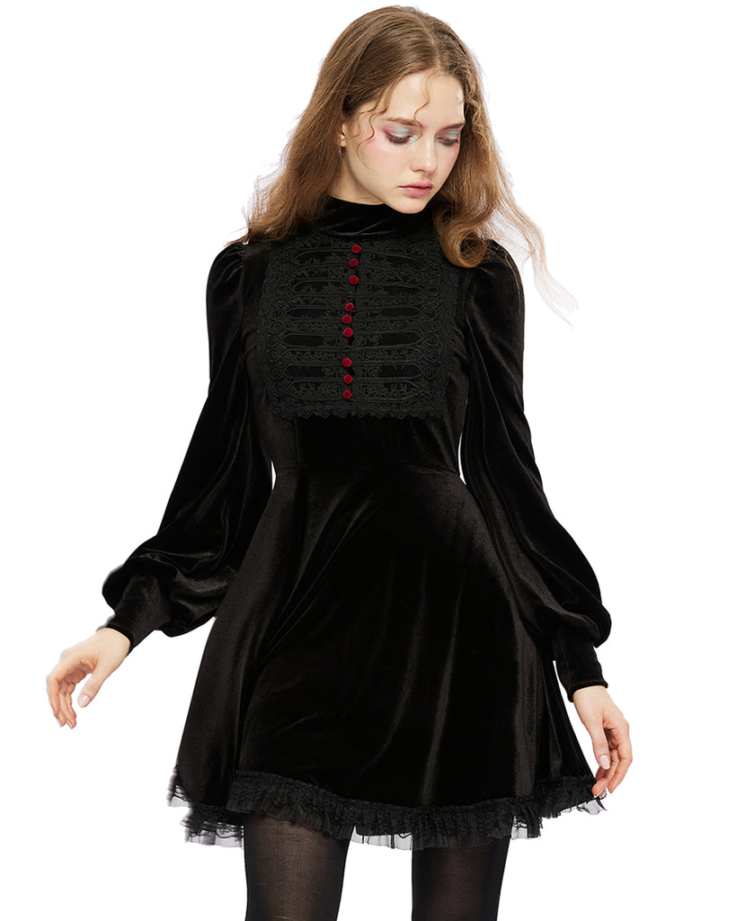 Pink Rover Dress Punk Rave Daily Life Retrogothic Velvet A-Line Mini Dress – Violent ...