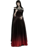 Punk Rave Womens Gothic Gradient Velvet Wedding Dress - Black & Red