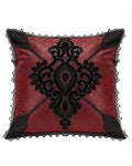 Punk Rave Gothic Home Lace Applique Filled Cushion - Red