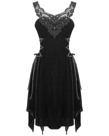 Devil Fashion In Absentia Womens Gothic Velvet & Lace Evening Dress