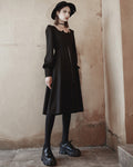 Punk Rave Daily Life Casual Gothic Crossover Midi Dress