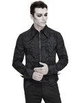 Devil Fashion Mens Raifscorn Gothic Damask Zip Up Shirt