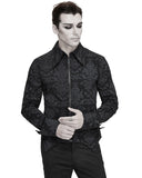 Devil Fashion Mens Raifscorn Gothic Damask Zip Up Shirt