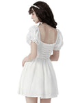 Dark In Love Gothic Applique White Jacquard Lace Mini Dress