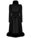 Punk Rave Womens Gothic Lace Applique Velvet Maxi Coat