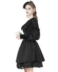 Dark In Love Gothic Velvet Coffin Collar Dress - Black