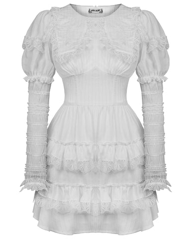 Dark In Love Gothic Angel Casket Collar Dress - White
