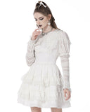 Dark In Love Gothic Angel Casket Collar Dress - White