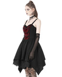 Dark In Love Gothic Lace Chevron Dress - Black & Red