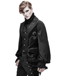 Devil Fashion Mens Gothic Steampunk Waistcoat Vest Tailcoat Black Velvet Damask