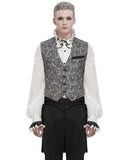 Devil Fashion Mens Gothic Aristocrat Jacquard Tailed Waistcoat - Black & Grey