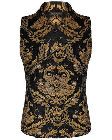 Devil Fashion Cavalier Mens Waistcoat Vest - Black & Gold – Violent ...