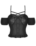 Dark In Love Gothic Lolita Jacquard Bow Off Shoulder Top