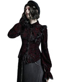 Punk Rave Nightshade Womens Gothic Velvet Blouse Top - Red