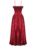 Dark In Love Gothic Vampire Queen Velvet Maxi Dress - Red