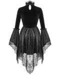 Eva Lady Arabella's Conflict Womens Beaded Gothic Mini Dress - Black Velvet & Lace