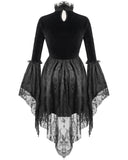 Eva Lady Arabella's Conflict Womens Beaded Gothic Mini Dress - Black Velvet & Lace